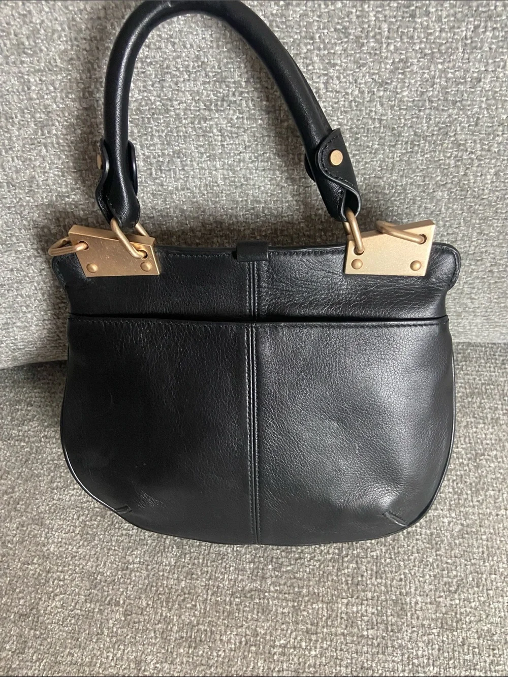 Foley + Corinna Black Leather Satchel with Gold Hardware